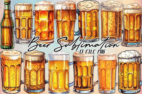 Beer Glass Watercolor Bundle for Editorial Crafts