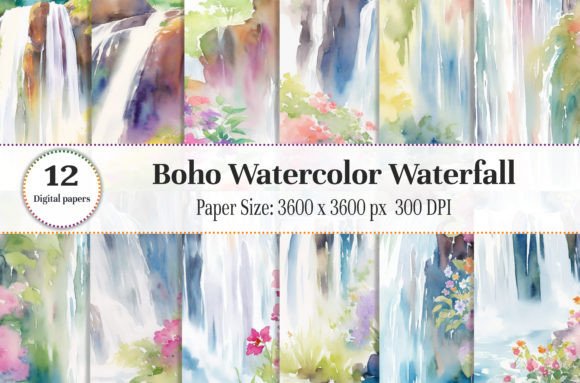 Boho Watercolor Waterfall Summer Backgrounds Review