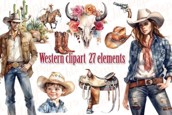 Cowboy Clipart,Western Clipart,Cowgirl