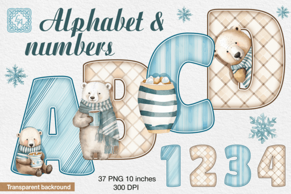 Cute Bears Alphabet Illustrations for Digital Product Sellers