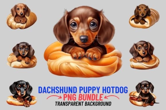 Dachshund Puppy Hotdogs Illustrations for Creative Sellers