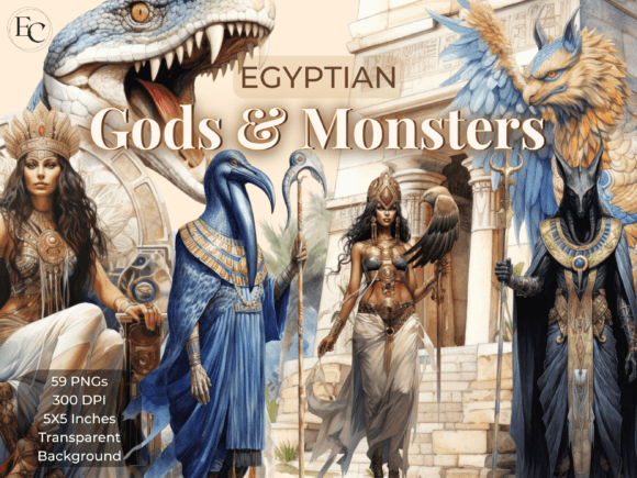 Egyptian Gods Monsters Clip Art Bundle