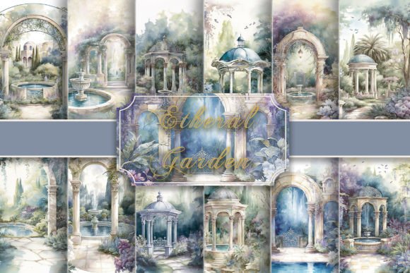 Ethereal Garden Watercolor Digital Paper for Backgrounds
