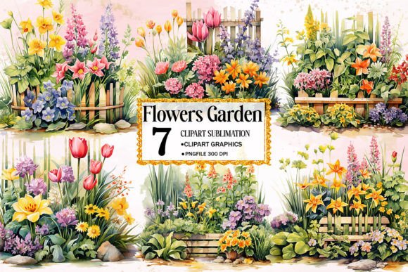 Flowers Garden Sublimation Clipart – A Versatile Illustration for Crafters & Etsy Sellers
