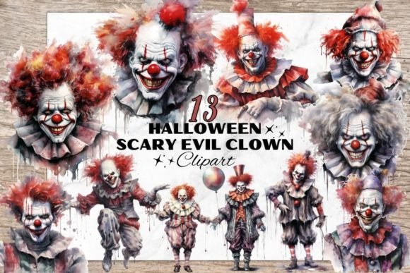 Halloween - Scary Evil Circus Clowns Illustrations for Bold Branding