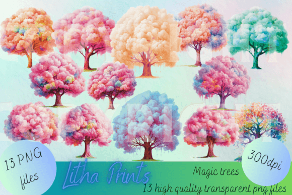 Magic Trees Illustrations for Crafters and Etsy Sellers