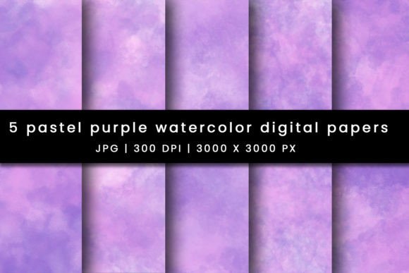 Pastel Watercolor Purple Digital Papers for Brand Backgrounds