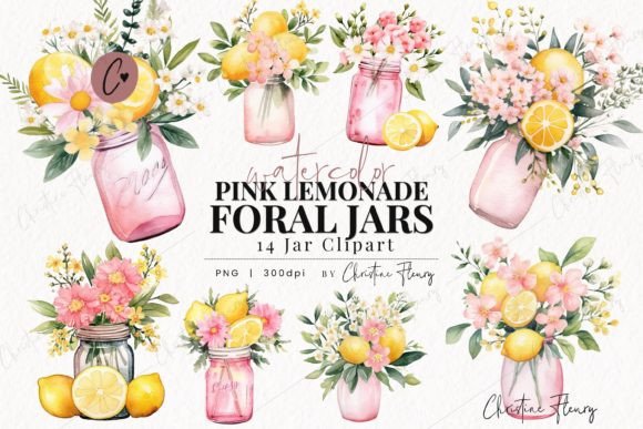 Pink Lemonade Floral Jars Clipart: A Designer’s Review for Local Branding & Packaging