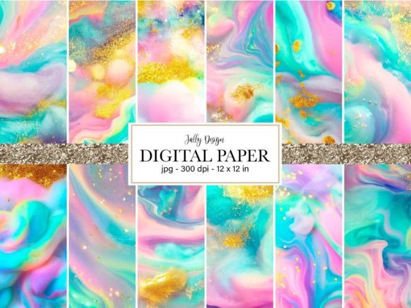 Rainbow Cotton Candy Watercolor Paper Textures for Branding