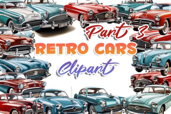 Retro Cars Clipart Part 3: Classic Illustrations for Crafters & Etsy Sellers
