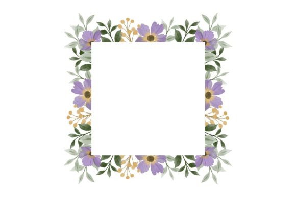 Square Frame with Purple Floral Border: A Versatile Illustration for Crafters & Etsy Sellers