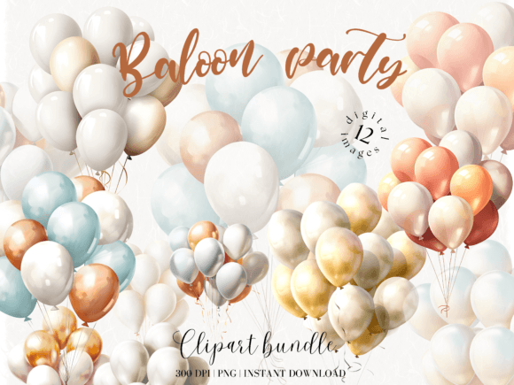 Watercolor Balloon Bundle for Crafts Branding