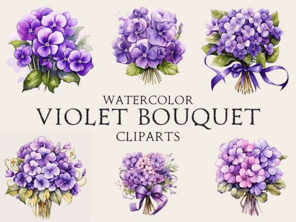 Watercolor Bouquet of Violet Flower: A Stitch Test