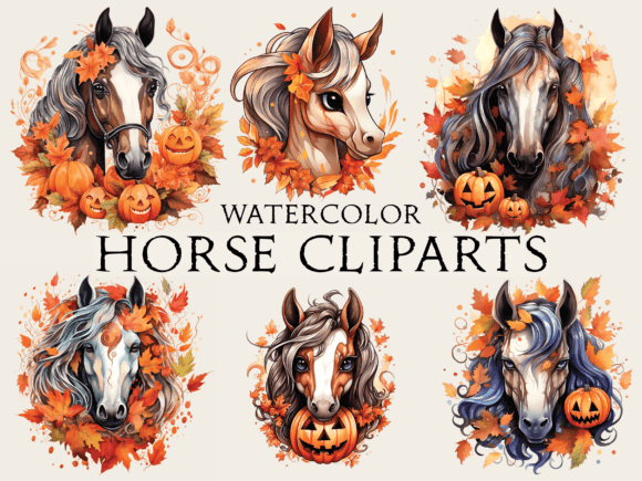 Watercolor Horse Cliparts for Crafts and Editorial Design