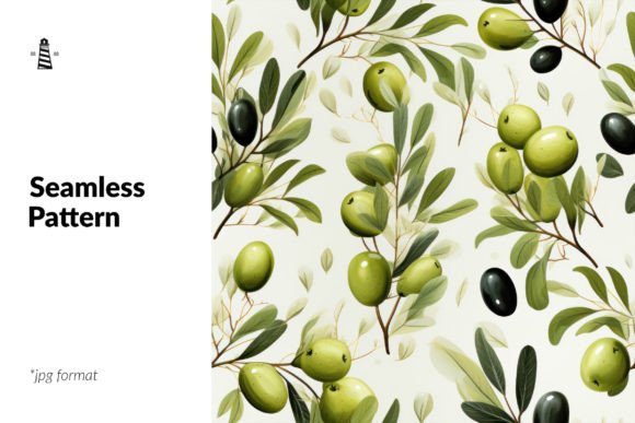 Watercolor Olive Seamless Pattern for Crafts Branding