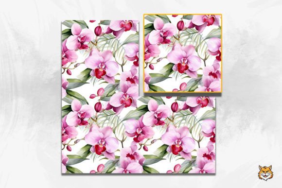 Watercolor Orchid Seamless Pattern for Editorial Patterns