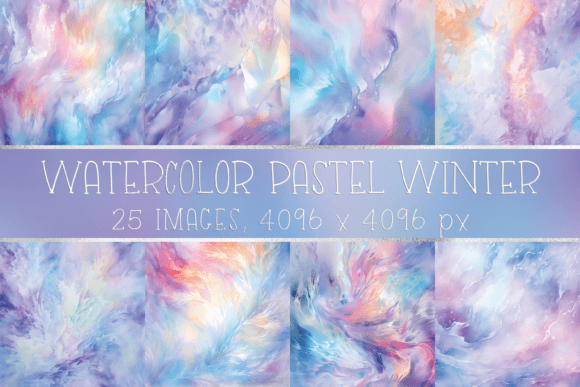 Watercolor Pastel Winter Backgrounds for Digital Products