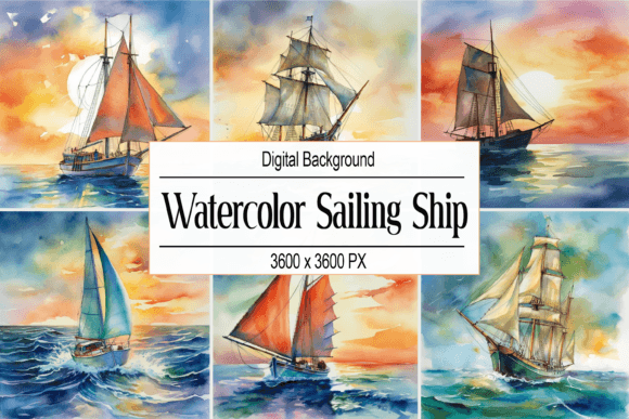 Watercolor Sailing Ship: Branding Backgrounds Review
