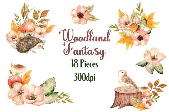 Woodland Fantasy Clipart PNG 18 Pieces for Illustrations & Digital Sellers