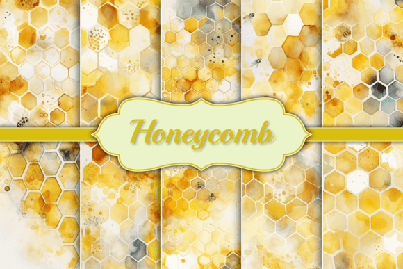 Yellow Honeycomb Watercolor Background for Branding
